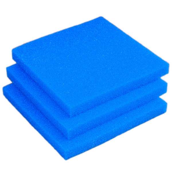 3er Set blaue Filtermatten in grob 50x50x5 cm